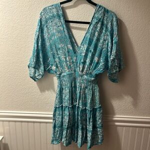 Love Stitch Blue Ruffled Tiered Sundress